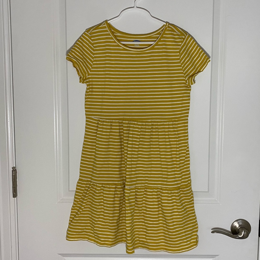 Girls Yellow short sleeve T-shirt dress